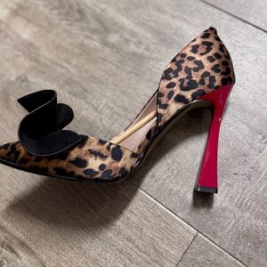 Betsey Johnson Leopard Print Heels with Red Stiletto